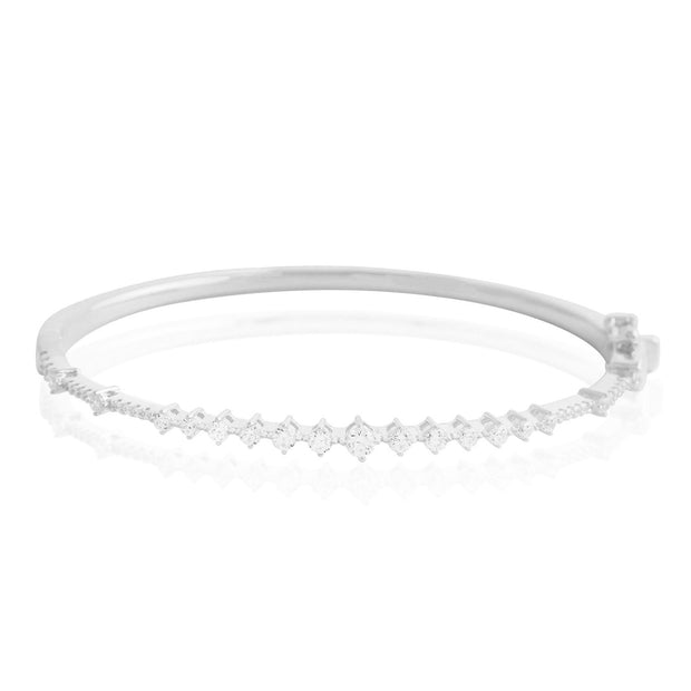 Studded CZ Bangle in White Gold