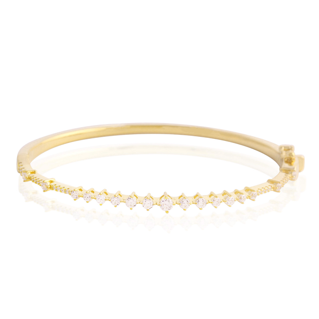 Studded CZ Bangle in Yellow Gold