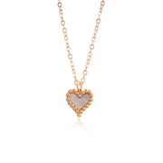 Beaded Border Mother of Pearl Heart Pendant in Yellow Gold