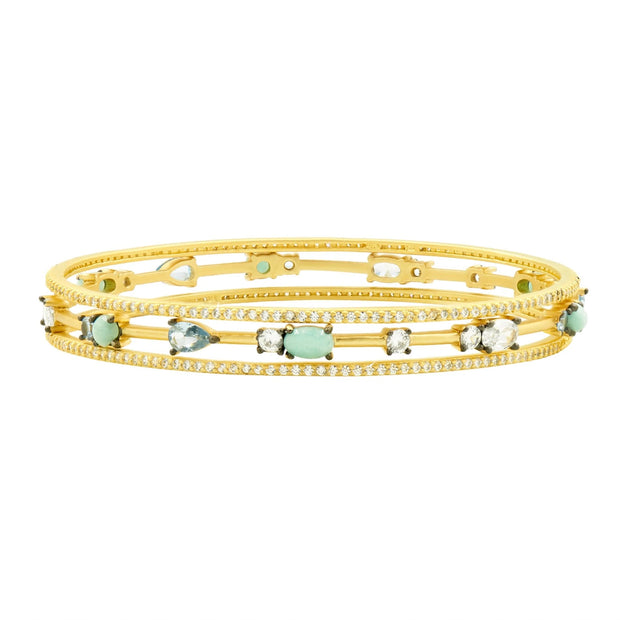 FR Touch of Turquoise 3 Stack Slide On Bangles